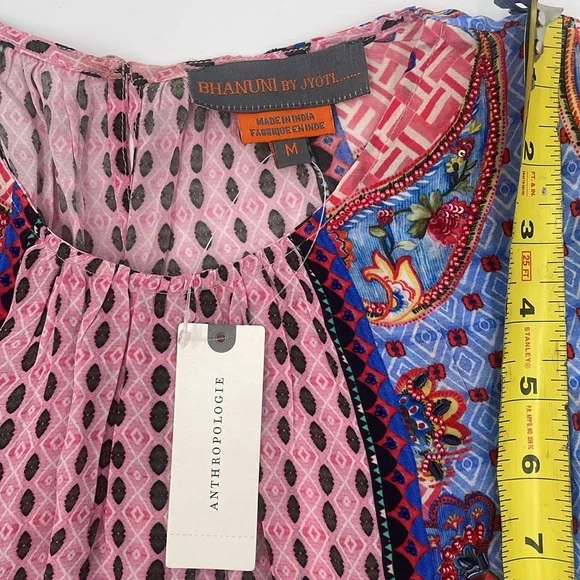 Anthropologie Nyza Beaded Multi Color Blouse By Bhanuni by Jyoti FREE SHIPPING - Picture 5 of 12